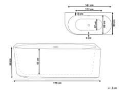 Beliani Ľavá rohová vaňa 170 cm x 80 cm čierna GOCTA