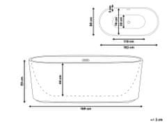 Beliani Oválna voľne stojaca vaňa 169 cm x 80 cm čierna GOCTA