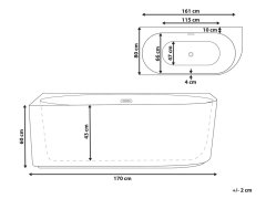 Beliani Pravá rohová vaňa 170 cm x 80 cm čierna GOCTA