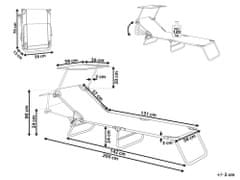 Beliani Záhradné ležadlo s nastaviteľnou strieškou sivé FOLIGNO