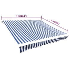 Vidaxl Tieniaca plachta na markízu, modro biela 4x3 m (bez rámu)