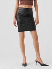 Vero Moda Čierna dámska koženková sukňa VERO MODA Olympia XS