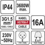 YATO Predlžovací kábel YT-81162 20m, 3 zásuvky