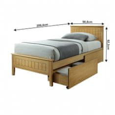 KONDELA Jednolôžková posteľ s roštom Midea 90x200 cm - dub