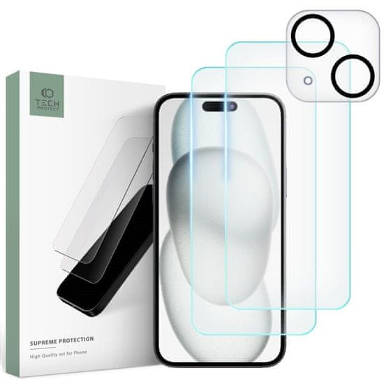 Tech-protect Ochranné sklo TECH-PROTECT Supreme set Apple iPhone 15 - Transparentná KP28778