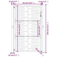 Vidaxl Záhradná brána antracitová 105x130 cm oceľ dizajn štvorca
