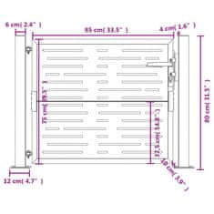 Vidaxl Záhradná brána antracitová 105x80 cm oceľ štvorcový dizajn