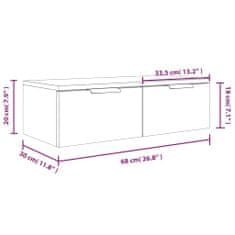 Vidaxl Nástenné skrinky 2 ks betónovosivé 68x30x20 cm spracované drevo