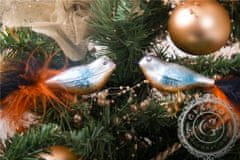 Decor By Glassor Vánoční ozdoby, ptáček krémový, dekor
