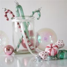 Decor By Glassor Vianočná ozdoba cukrík bielo-ružový