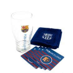 FAN SHOP SLOVAKIA Pohár FC Barcelona + Utierka + Podtácky, modrá