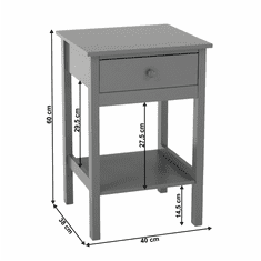 KONDELA Nočný stolík, sivá, MALISE
