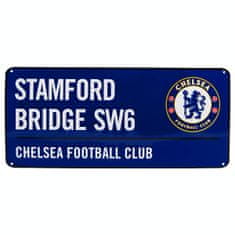 FAN SHOP SLOVAKIA Plechová ceduľa Chelsea FC, tmavo modrá, lakovaná, 40x18 cm