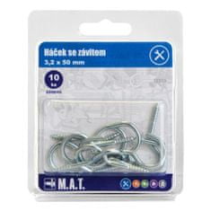 M.A.T Group háčik so závitom 50x3,2mm Zn (10ks)