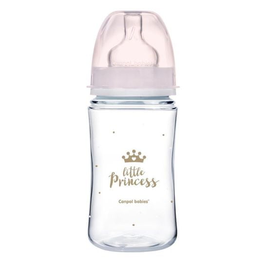 Canpol BABIES Fľaša so širokým hrdlom Royal Baby 240 ml ružová