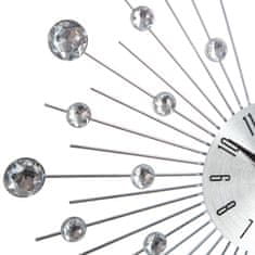 ModernHome Strieborné nástenné hodiny Crystals 33 cm