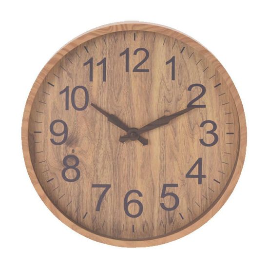 ModernHome Nástenné hodiny s imitáciou dreva 30 cm béžové