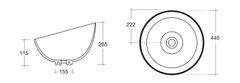 SAPHO DOME OBLIQUO keramické umývadlo 44,5x26,5(11,5)x44,5 cm, na dosku, bez prepadu WH031 - Sapho