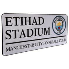 FAN SHOP SLOVAKIA Plechová ceduľa Manchester City FC, strieborná, 40x18 cm