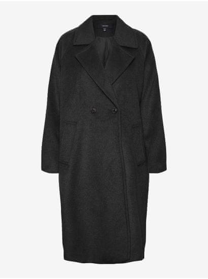 Vero Moda Čierny dámsky kabát s prímesou vlny VERO MODA Hazel