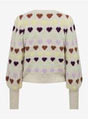 ONLY Krémový dámsky vzorovaný sveter ONLY Heartbeat XL
