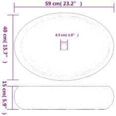 Petromila vidaXL Umývadlo na dosku bielo-zlaté oválne 59x40x15 cm keramické