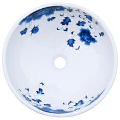 Petromila vidaXL Umývadlo na dosku bielo-modré okrúhle Φ41x14 cm keramické