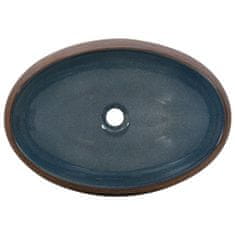 Vidaxl Umývadlo na dosku čierno-modré oválne 59x40x15 cm keramické