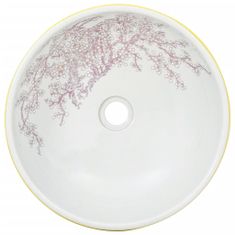 Petromila vidaXL Umývadlo na dosku bielo-žlté okrúhle Φ41x14 cm keramické