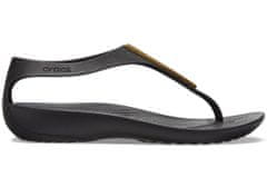 Crocs Serena Metallic Bar Flip-Flops pre ženy, 36-37 EU, W6, Žabky, Šlapky, Papuče, Gold/Black, Čierna, 206420-751