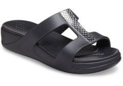 Crocs Monterey Metallic Wedge Sandals pre ženy, 34-35 EU, W5, Sandále, Šlapky, Papuče, Dark Charcoal/Black, Čierna, 206319-0GQ