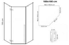 REA Diamond sprchovací kút 90x90, zlatá REA-K6616 - Rea