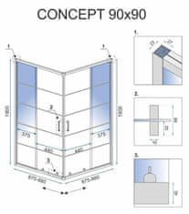 REA Concept sprchovací kút 90x90, čierna REA-K5478 - Rea