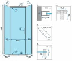 REA Axin sprchovací kút 80x80, chróm REA-K8778 - Rea