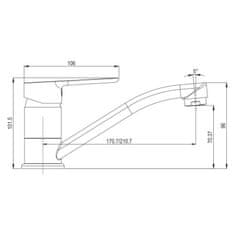 Mereo Zuna drezová batéria stojanková s ramienkom plochým 210 mm M-CB201Z - Mereo