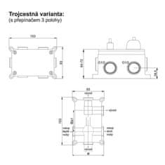 Mereo , Sprchová podomietková batéria s trojcestným prepínačom, Eve, Mbox, MER-CBV60157B