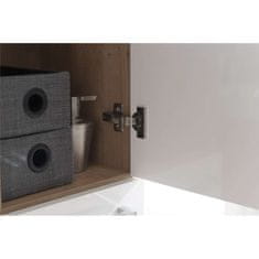 Mereo , Bino, kúpeľňová skrinka vysoká 163 cm, ľavé otváranie, biela, biela/dub, MER-CN667