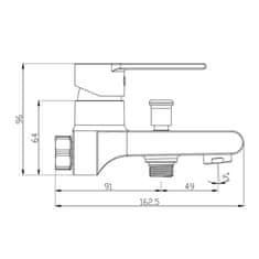 Mereo Mereo, Vaňová nástenná batéria, Dita, 150 mm, bez príslušenstva, chróm, MER-CBE90103D