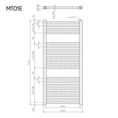 Mereo , Vykurovací rebrík rovný, biely, elektrický, MER-MT11E