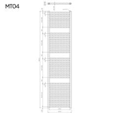Mereo , Vykurovací rebrík 450x970 mm, rovný, biely, MER-MT01