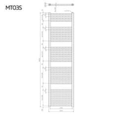 Mereo , Vykurovací rebrík, rovný, biely, stredové pripojenie, MER-MT03S