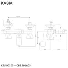 Mereo , Vaňová nástenná batéria, Kasia, bez príslušenstva, chróm, MER-CBS90103