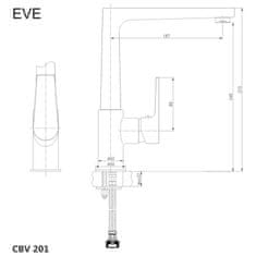 Mereo Mereo, Drezová stojanková batéria, Eve, s plochým ramienkom nad pákou, výška273 mm, chróm, MER-CBV201