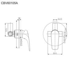 Mereo , Sprchová podomietková batéria bez prepínača, Eve, Mbox, chróm, MER-CBV60105B