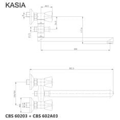 Mereo , Nástenná batéria do byt. jadra, Kasia, ramienkom 300 mm, bez příslušenstva, chróm, MER-CBS602A03