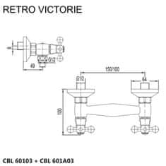 Mereo , Sprchová nástenná batéria, Retro Viktorie, bez príslušenstva, chróm, MER-CBL601A03