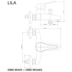 Mereo , Vaňová nástenná batéria, Lila, bez príslušenstva, chróm, MER-CBEE901A03