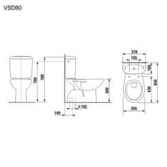 Mereo Mereo, WC kombi, spodný odpad s armatúrou, MER-VSD80 (H8602770007871)