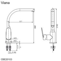 Mereo Mereo, Drezová stojanková batéria, Viana, s ramienkom nad pákou, výška 306 mm, chróm, MER-CBE20103