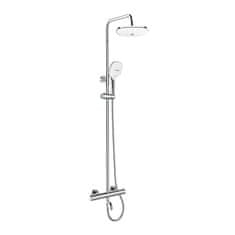 Mereo , Sprchový set: Termostatická nástenná vaňová batéria, ručná a tanierová sprcha a hadica, MER-CB60101TSL